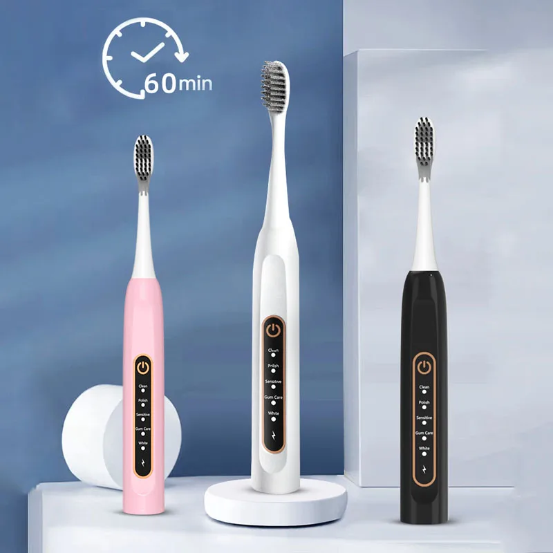 Newest Powerful Ultrasonic Electric Toothbrush Adults Rechargeable USB with Base 5 Mode Sonic Toothbrush IPX7 Waterproof