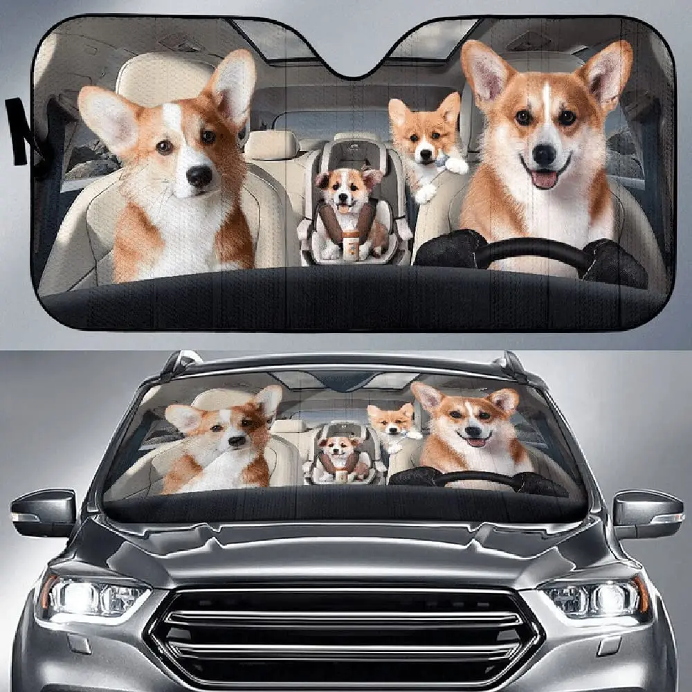 Cute Corgi Dog Car Parabrezza Parasole Corgi Guida Finestra Anteriore Parasole Copertura Cane Famiglia Auto Visiera Ombra Per Camion Auto Auto Auto