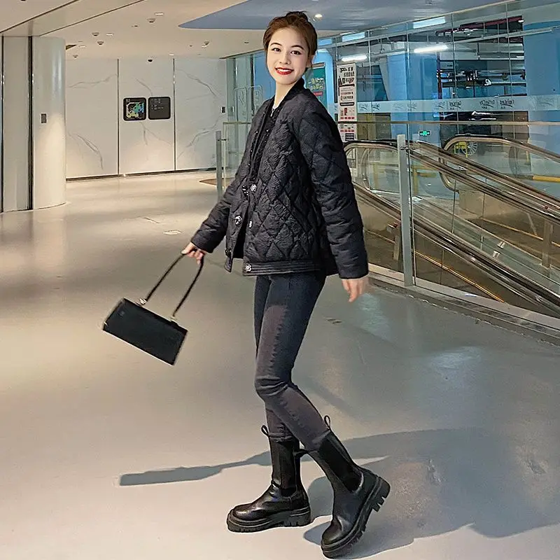 2023 New Winter Korean Style Elegant Solid Loose Long Sleeve Jackets Female Casual Female White Duck Down Warm Coats C57