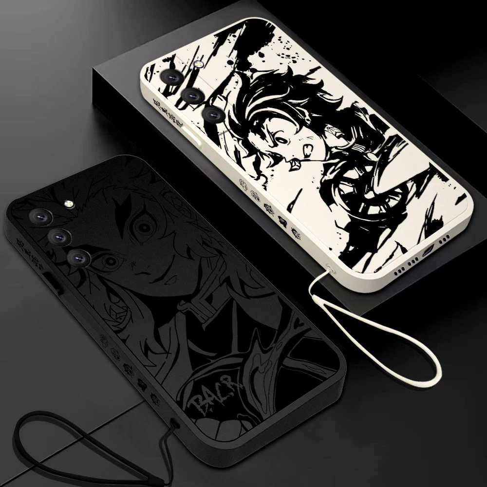 

Demon Slayer Rengoku Kyoujurou Phone Case For Samsung Galaxy S23 S22 S21 S20 Ultra FE 4G S9 Note 20 10 9 Plus With Lanyard Cover