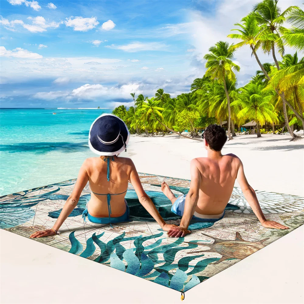 Водонепроницаемый Пляжный коврик с рисунком морской черепахи 1 шт.