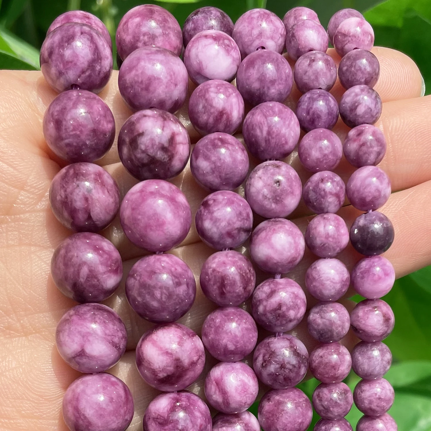 

6/8/10mm Natural Stone Purple Jade Beads Gemstone Round Loose Spacer Jaspers Beads for Diy Jewelry Bracelet Making 15"inch