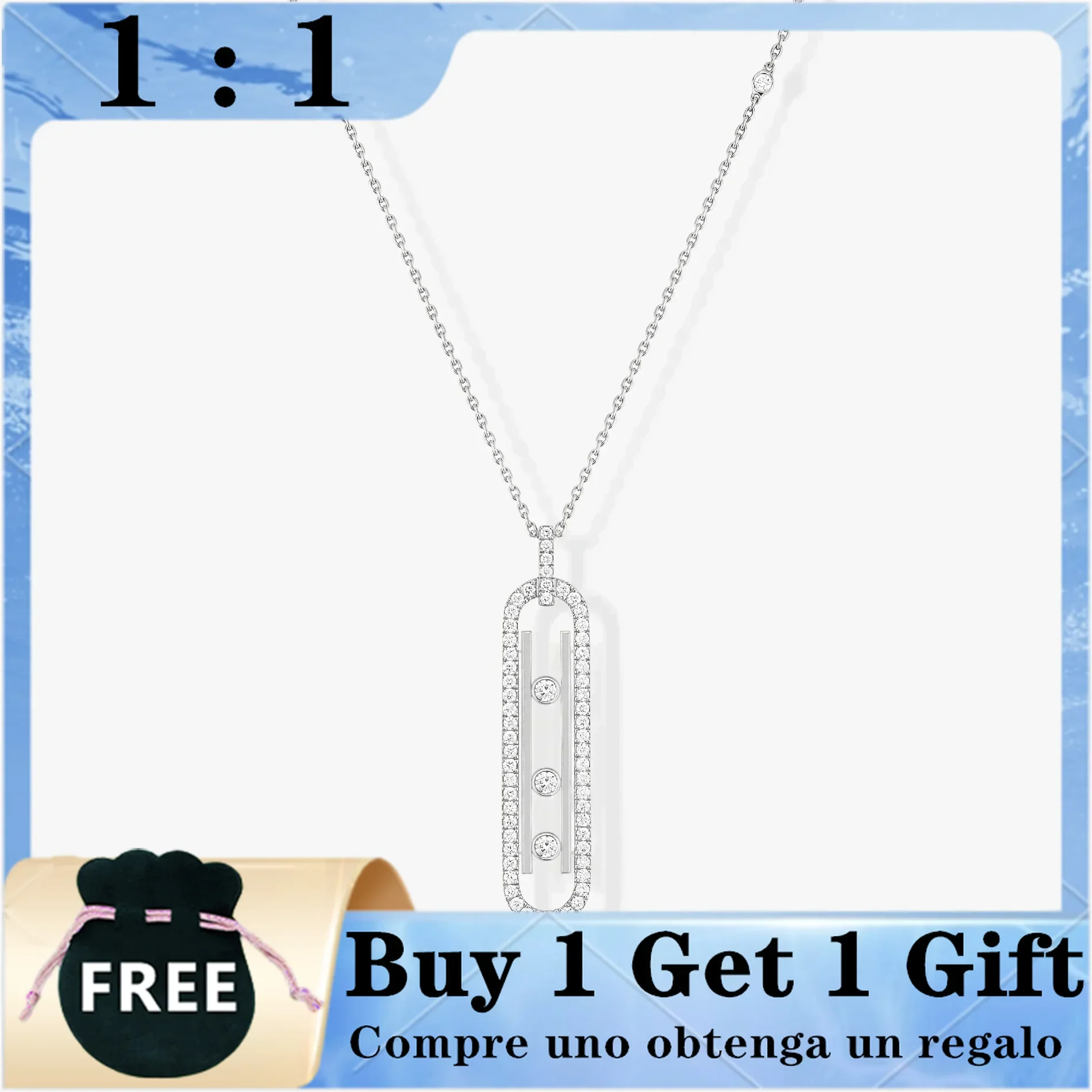 Женский дукер из серебра 925 пробы с тремя бриллиантами