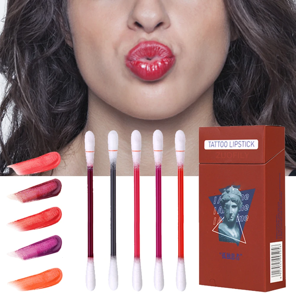

20 Pieces/Set Lipstick Cigarette Cotton Swab Lipstick Portable Waterproof Liquid Non-Stick Cup Tattoo Lipstick Lip Tint Lipgloss