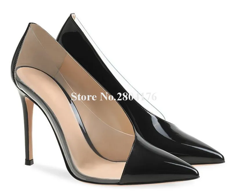 Черные лоскутные туфли-лодочки из лакированной кожи ПВХ уникальный стиль