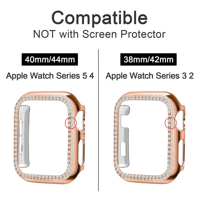 20pcs Luxury Bling 40mm 44mm 41mm 45mm Case for Apple Watch 8 Series 7 6 SE 5 4 3 Cover Diamond Bumper 38mm 42mm PC Frame