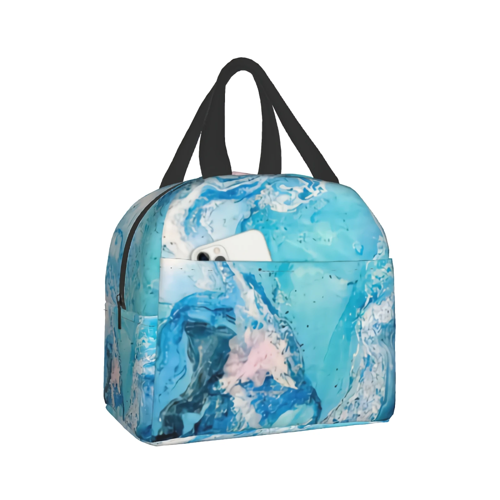 

Abstract Watercolor Marbling Lunch Bags Modern Marbling Texture Insulated Lunch Tote Bags for Women Washable lunch container