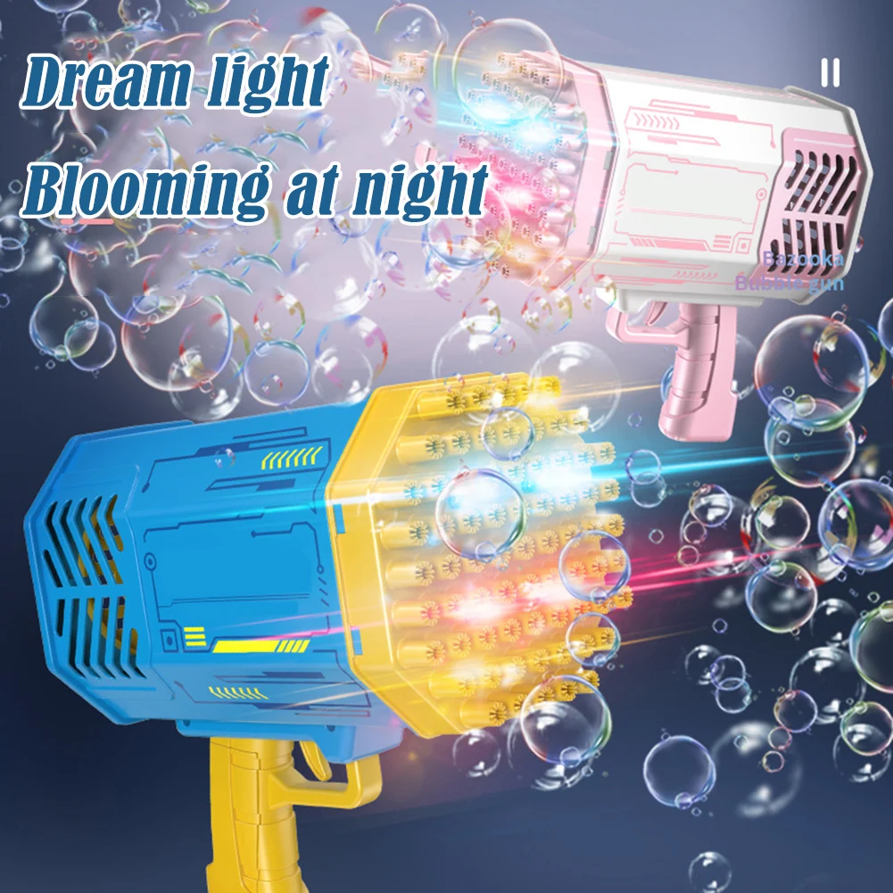 

Kids Automatic Bubble Maker Luminous 69-Holes Electric Bubble Machine Lithium Battery Powered for Outdoor Summer Children Toy