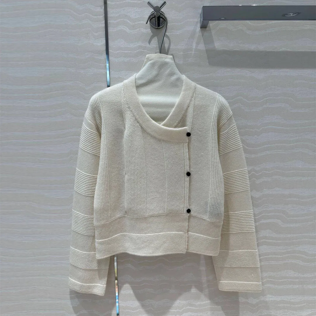 Женский кашемировый кардиган в полоску повседневный однобортный вязаный с