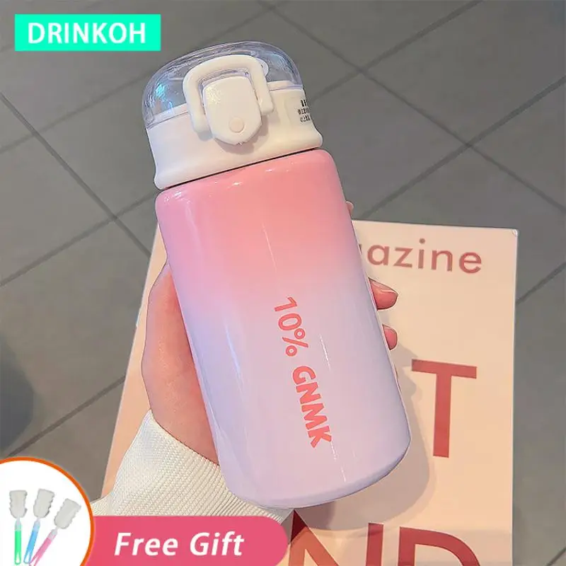 

400ml Thermos Gradient Thermal Tumbler Cute Water Bottle For Girl Kawaii Vacuum Flasks Portable Insulated Cup Straw Coffee Mug