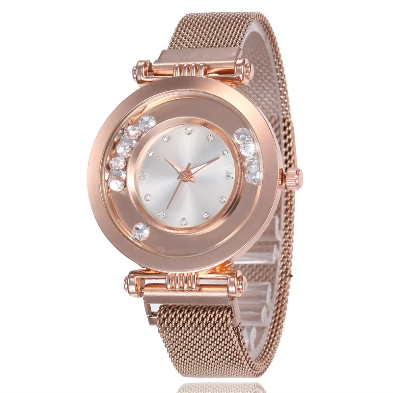 

Watches for Women Fashion Flow Bead Rhinestone Luxury Quartz Watch Female Magnet Mesh Wristwatches Ladies Gift Relogio Masculino