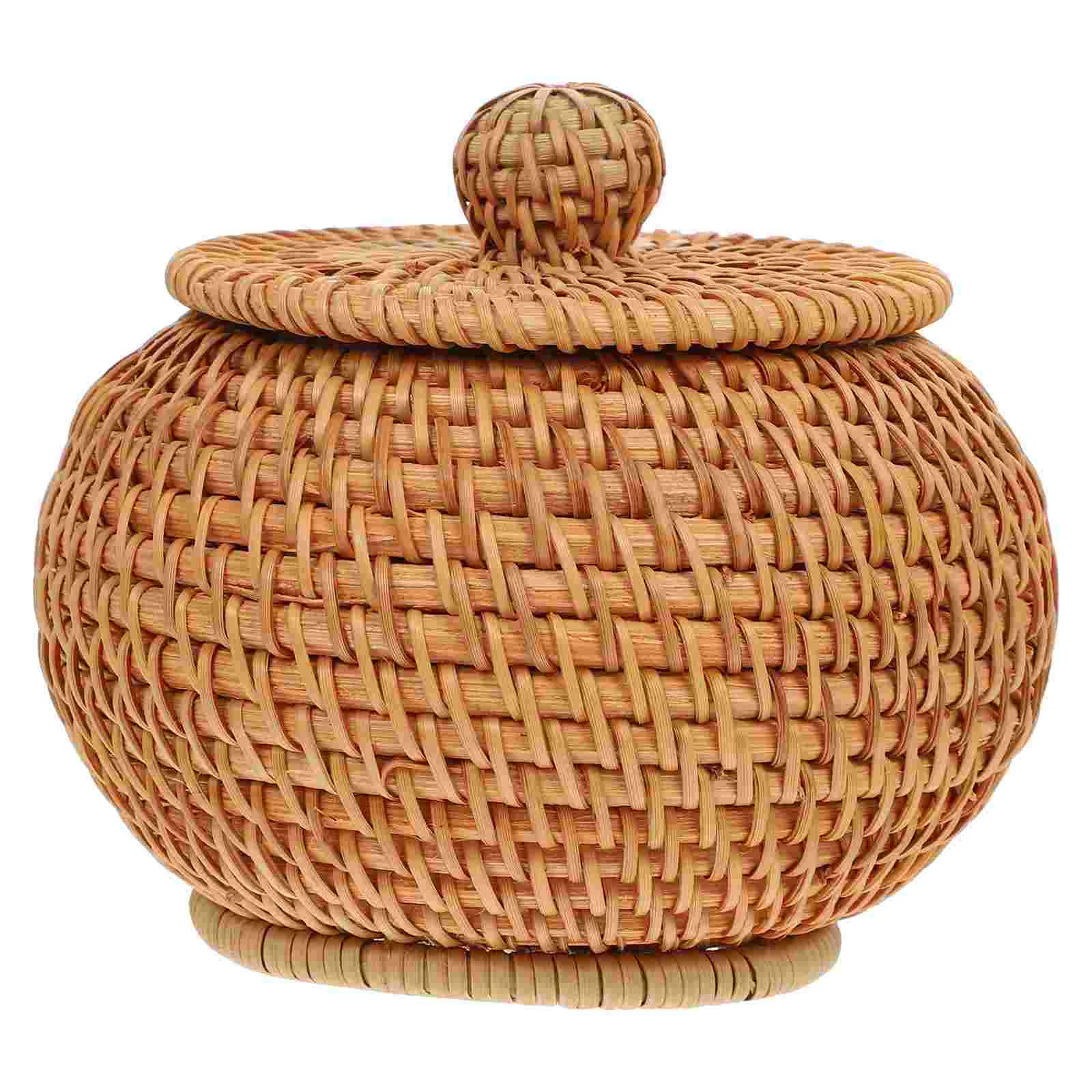 

Woven Basket Storage Baskets Box Rattan Stationery Artificial Bonsai Fruit Wooden Candy Holder Bin Container Snacks Table Makeup