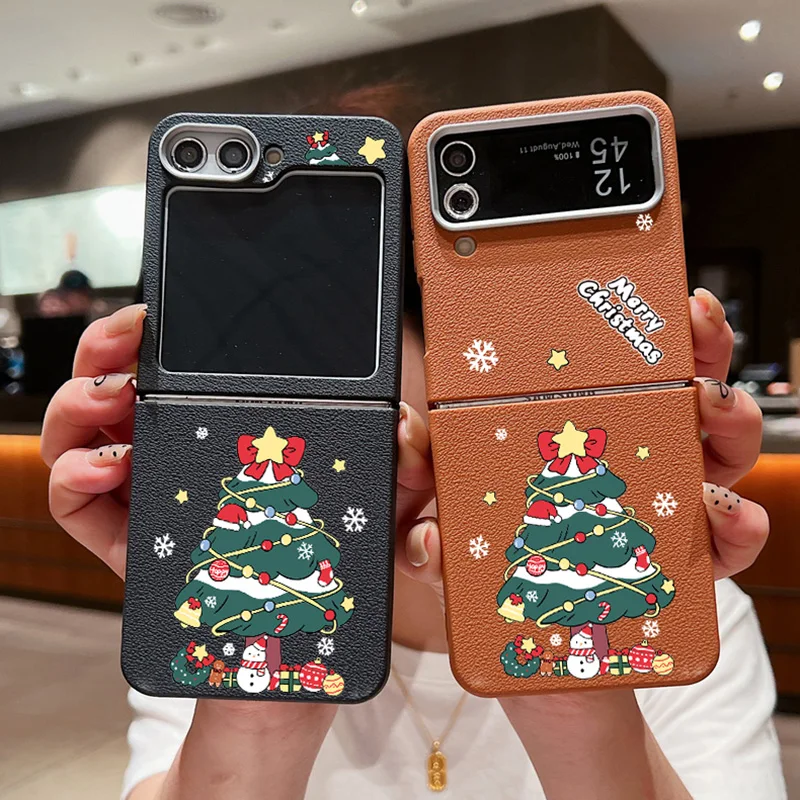 Чехол с мультяшной рождественской елкой для Samsung Galaxy Z Flip 6 5 4 3 мягкий складной