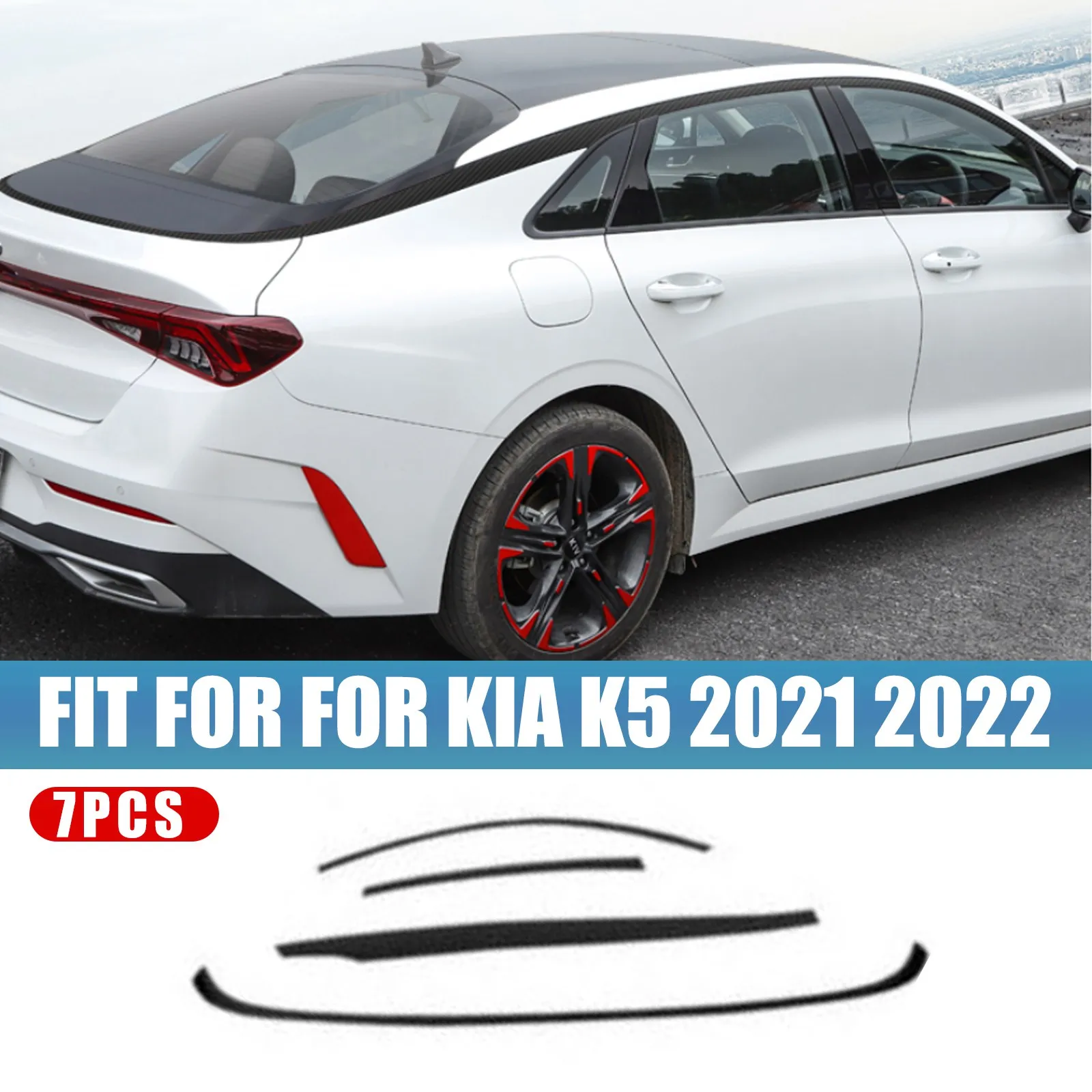 

7 шт., красные/черные наклейки-полоски на порог для Kia K5 2021 2022