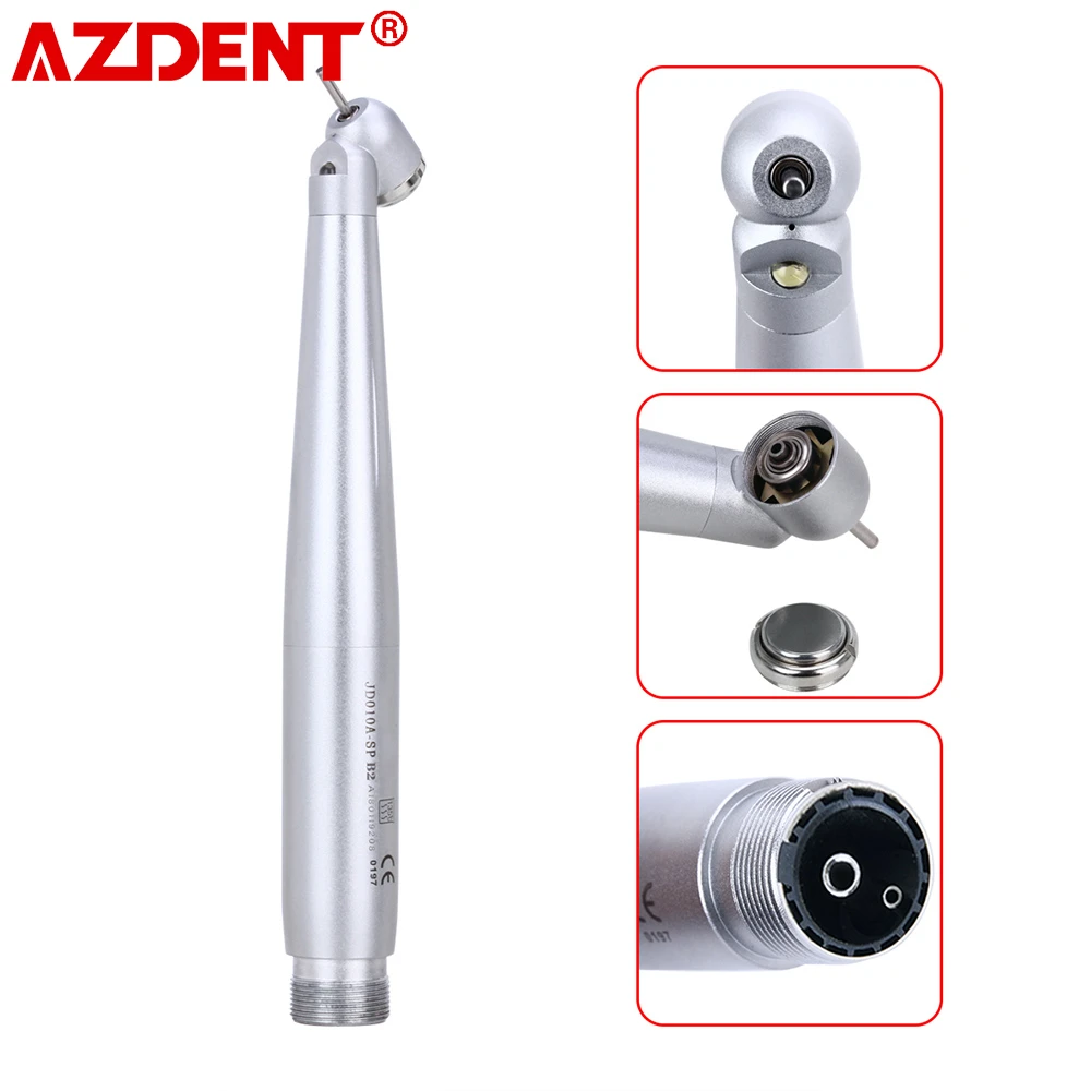 AZDENT Dental E-generator Integrated LED 45 Degree Handpiece High Speed Standard Push Button 2/4 Hole Single Water Spray  Clinic