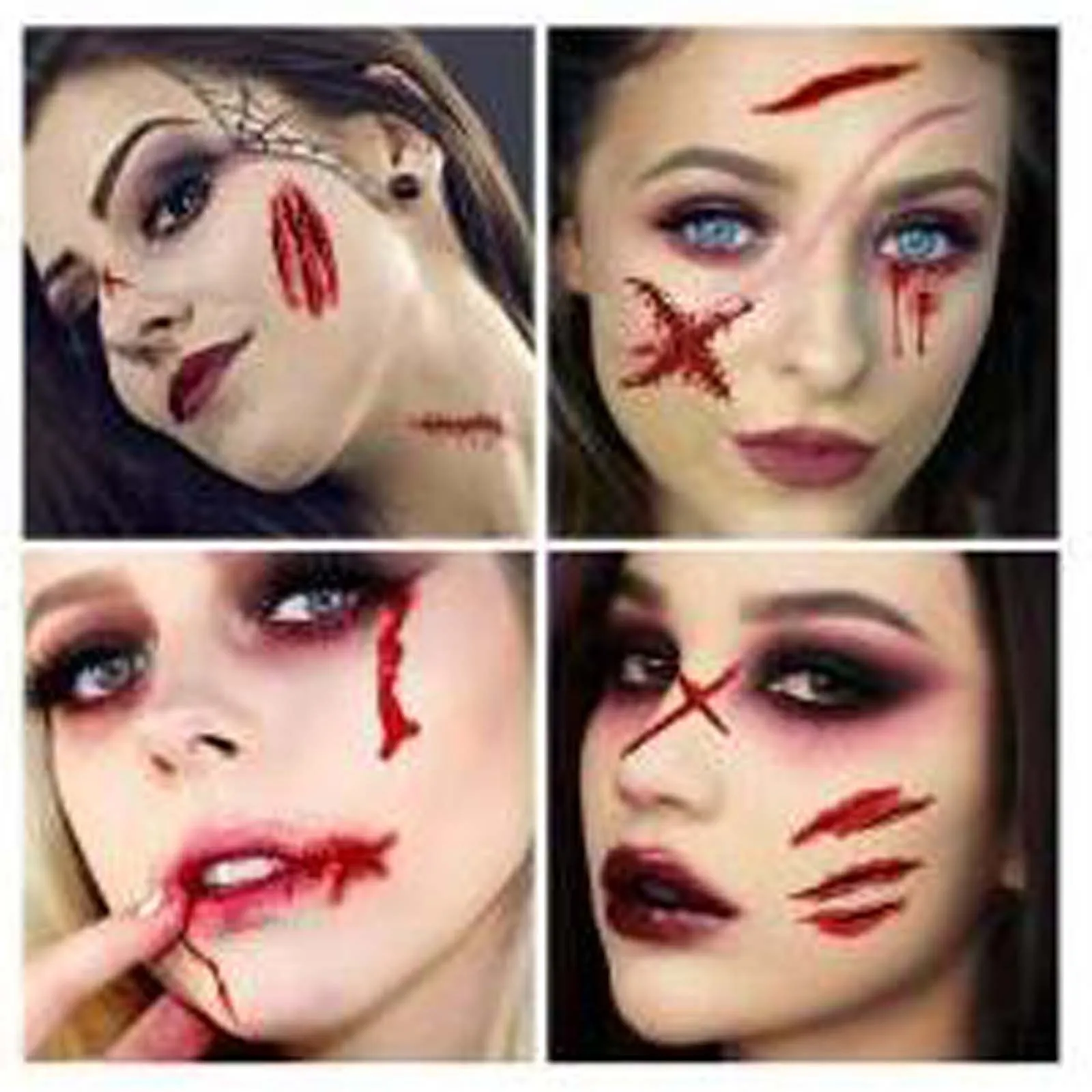 

Страшная Реалистичная поддельная кровавая рана Стич шрам водостойкая Временная тату-наклейка Хэллоуин маскарад розыгрыш реквизит для макияжа