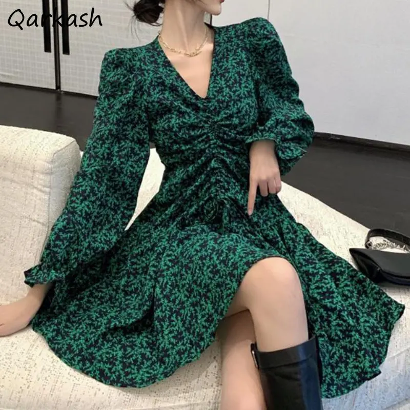 

Женское мини-платье с длинным рукавом, с цветочным принтом