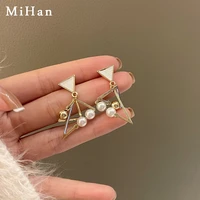 mihan fashion jewelry geometric earrings 2022 new trend simulated pearl drop earrings for celebration gifts wholesale