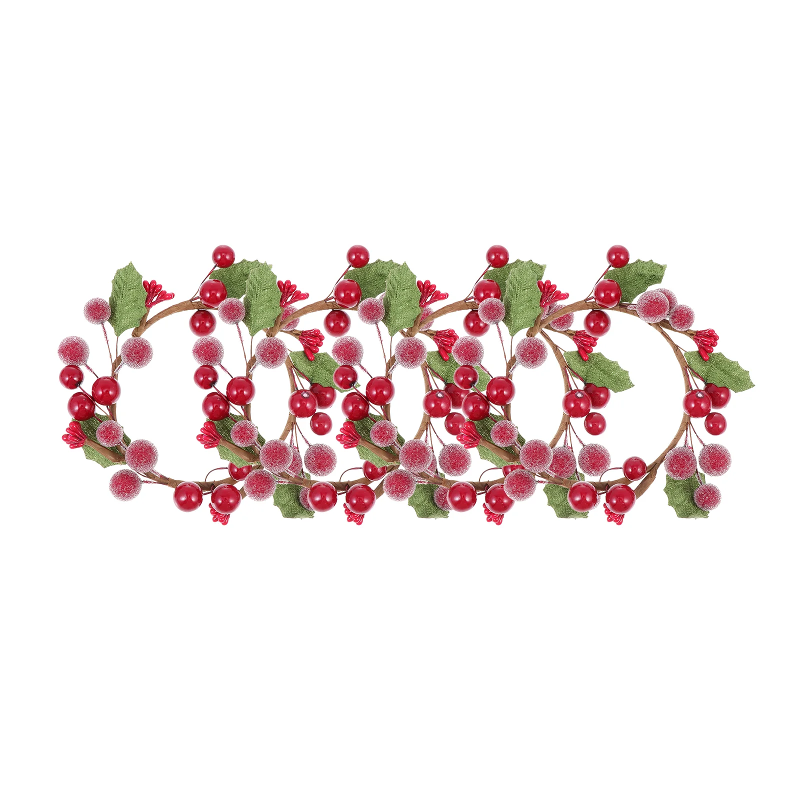 

Berry Wreath Christmas Rings Holder Red Garland Holly Napkin Pillar Ring Mini Wreaths Gold Winter Fall Pinecone Props