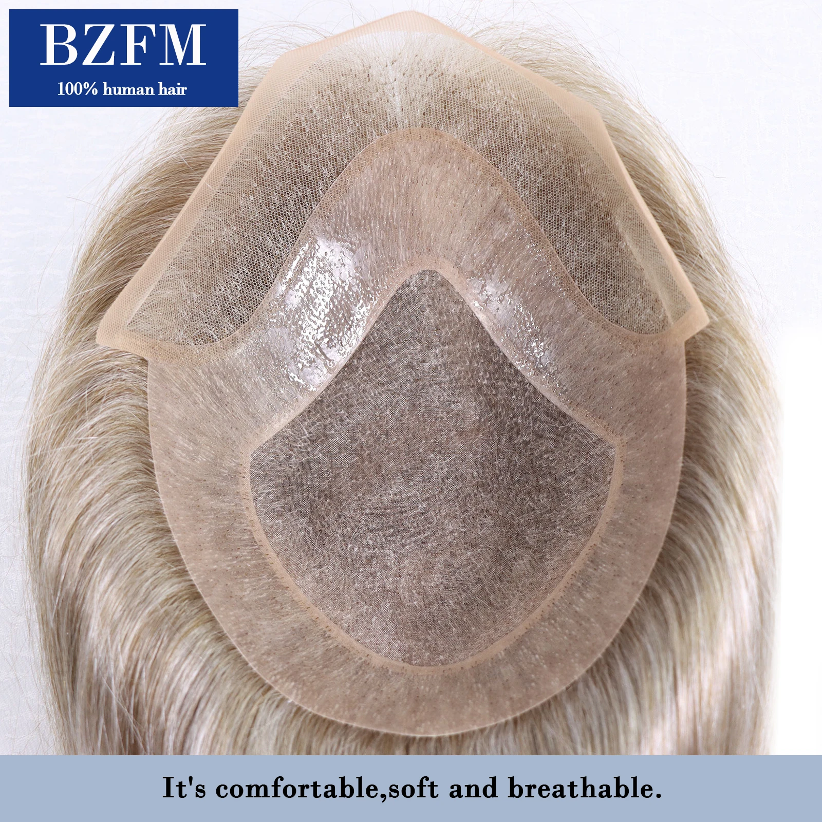 Парик мужской капиллярный моно-кружевной из ПУ кожи натуральные человеческие