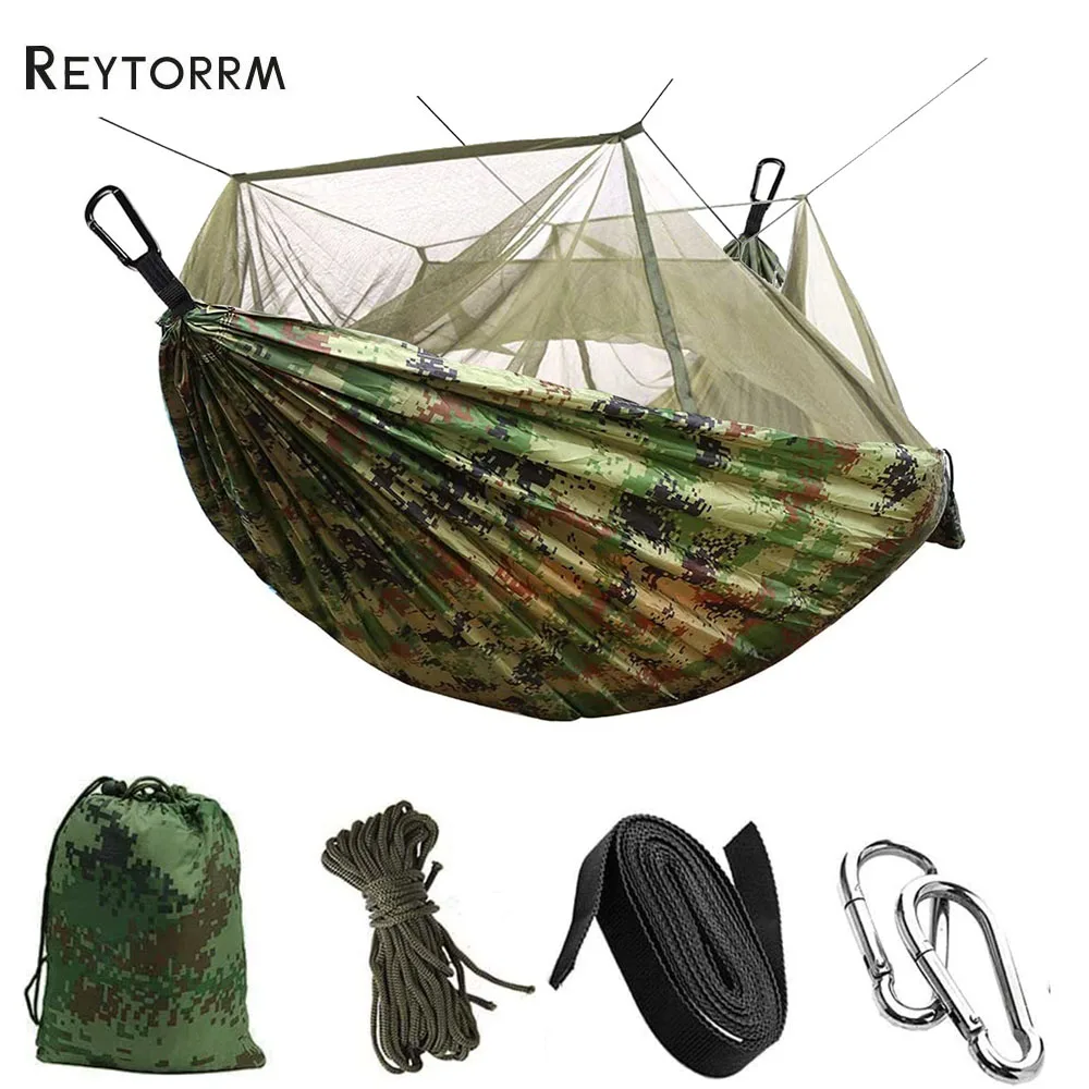 Camping Hammock For Single 220x90cm Outdoor Hunting Survival Portable Garden Yard Patio Leisure Parachute Hammock Swing Travel