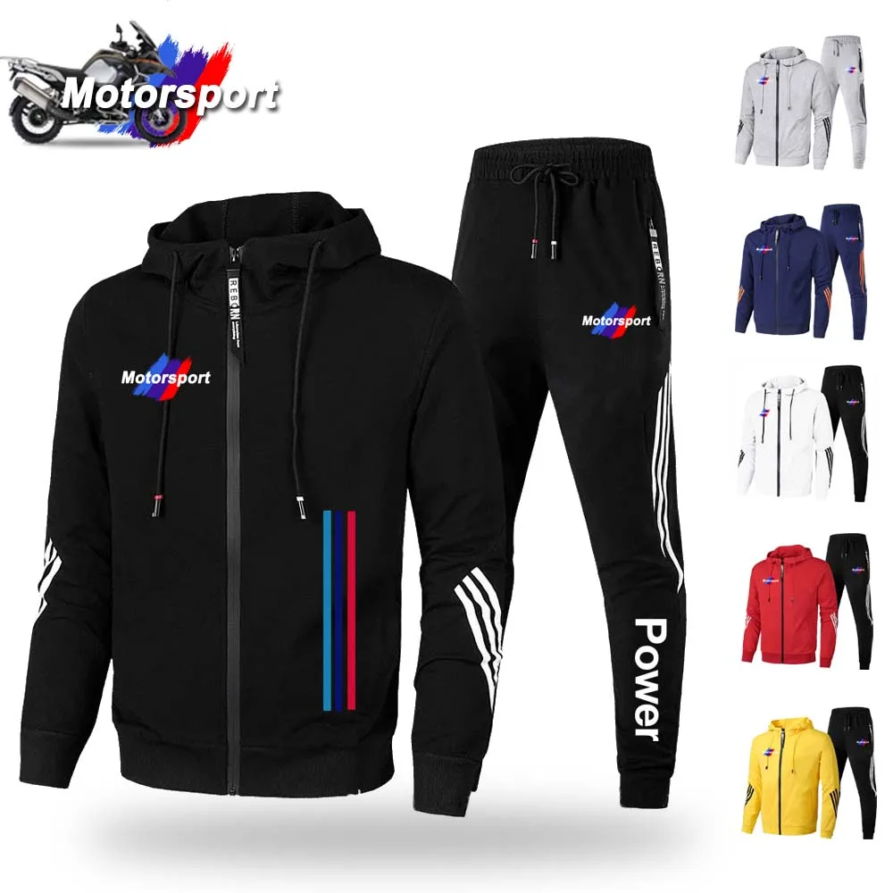 FOR BMW Men's Casual Sports Suit Zipper Hooded Jacket + Pants Tracksuit Sweatshirt Casual Male Set