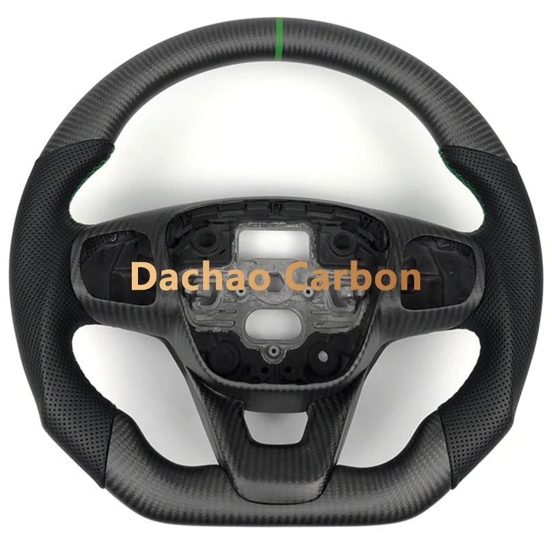 

Real Matte Black Carbon Fiber Steering Wheel for Ford Fiesta MK8 Black Perforated Leather Custom Style