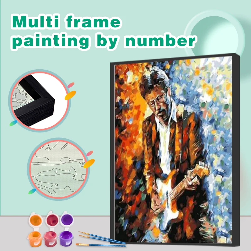 

CHENISTORY Painting By Numbers Man Plays Bass On Canvas Diy Multi Aluminium Frame Pictures By Number Figure Home Decoration Gift