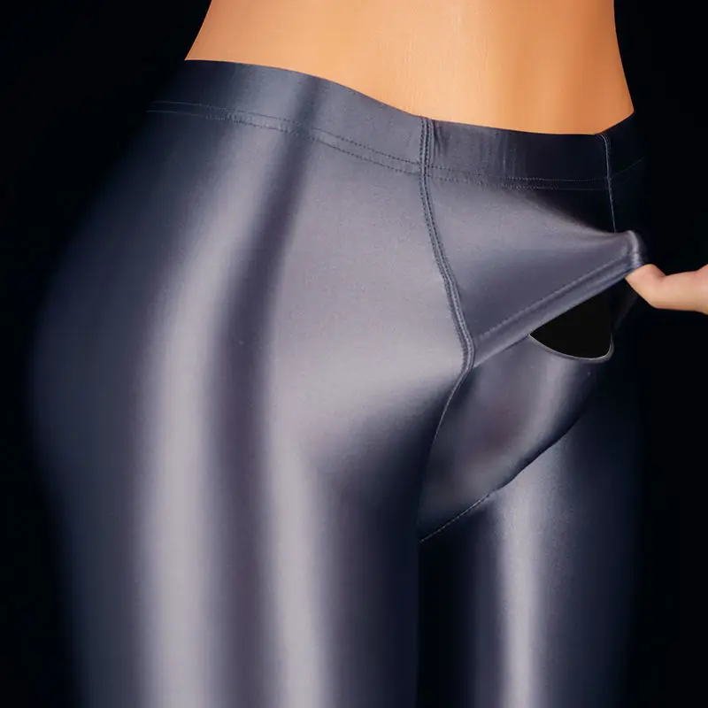 Men Transparent Glossy Tight Yoga Leggings Pants Satin Fitness Workout Sports Trousers Bottom Pants