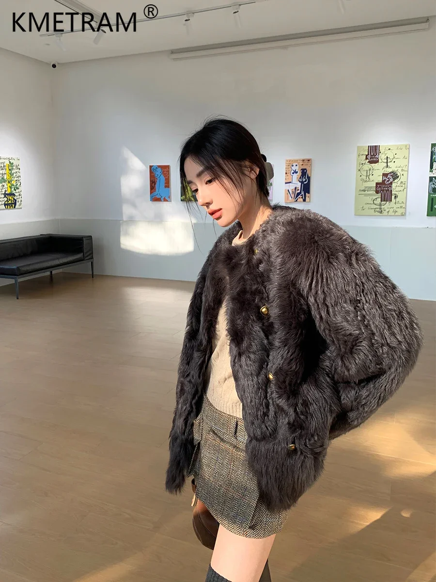 Женская меховая куртка из натуральной тосканной шерсти осенне-зимнее пальто