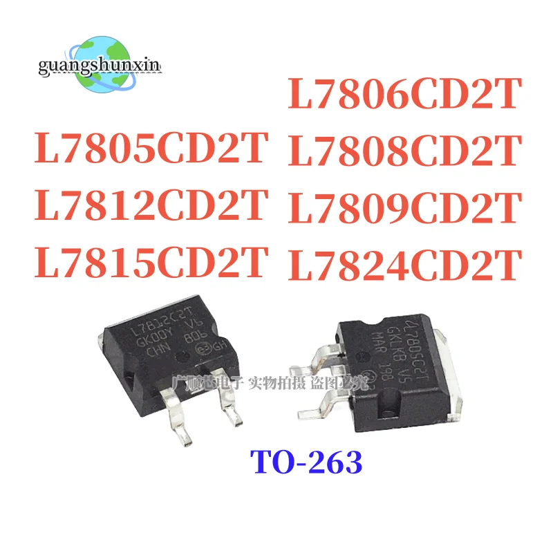 10 шт., L7805C2T TO-263 L7805CD2T TO263 L7812CD2T L7812C2T L7806C2T L7808C2T L7809C2T L7815C2T L7824C2T L7806CD2T L7805CD2T