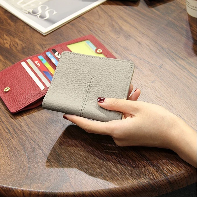 Genuine Leather Women Wallet Small Real Leather Luxury Clutch Super Slim Wallet Purse Card Holder Designer Female Coin Purse