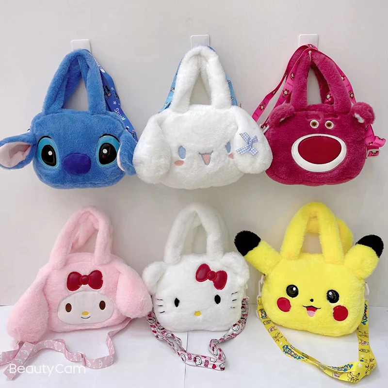 

Kawaii Sanrioed Anime Cinnamoroll Melody Plush Bag Cartoon Women Tote Handbags Shoulder Bags Plushie Female Messenger Bags Gifts