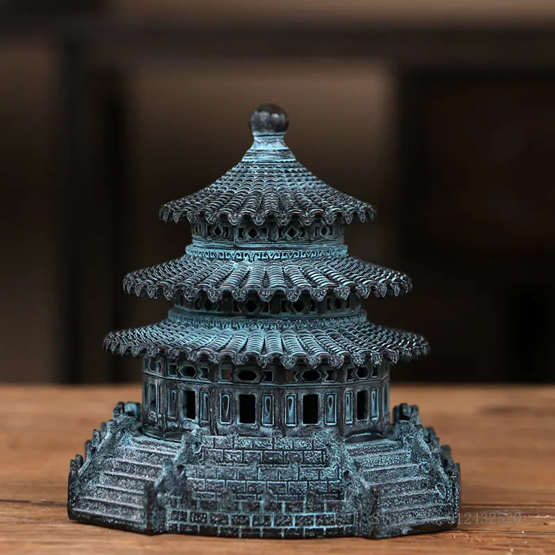 

Chinese creative Temple of Heaven tower alloy incense burner sandalwood household Buddhist tea ceremony decor incense burner