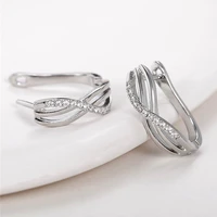 luxury fashion silver color cross circle earrings paved white cz versatile hoop earrings for women daily wear wedding jewelry