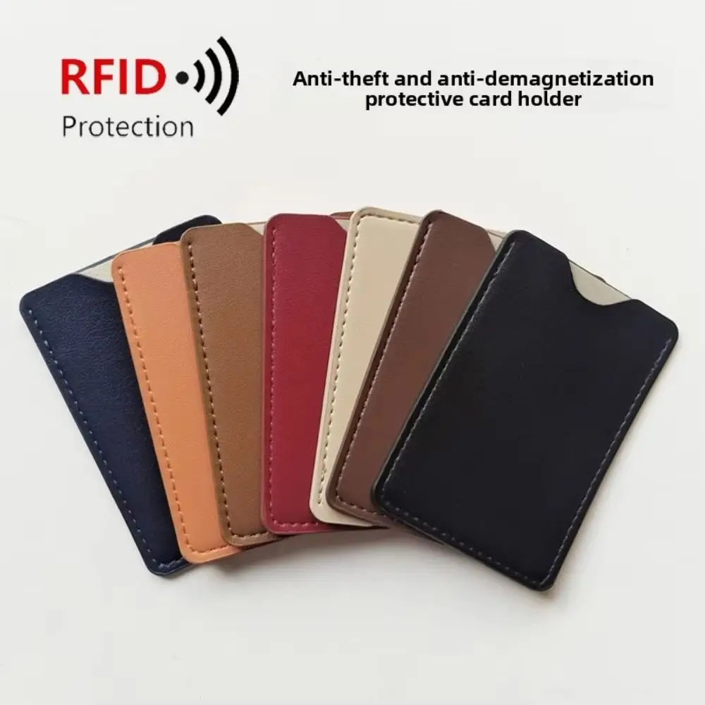 Фото Ультратонкий держатель для RFID-карт из искусственной кожи с мягкой подкладкой, защита от размагничивания, блокировка RFID, кожаный чехол для кредитных карт. №1