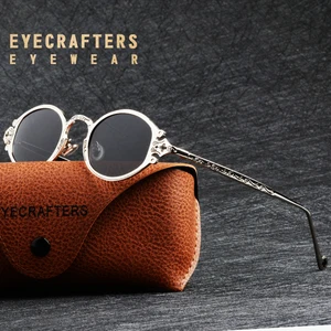 Солнцезащитные очки унисекс, металлические, овальные, круглые, в готическом стиле