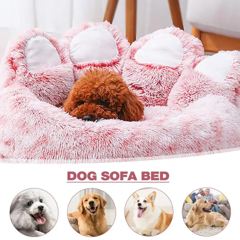 

Cozy Dog Bed Anti-slip Paw Shape Fluffy Couch Removable Inner Pad Reliable Soft Animal Beds Easy To Clean Pet Supplies Products