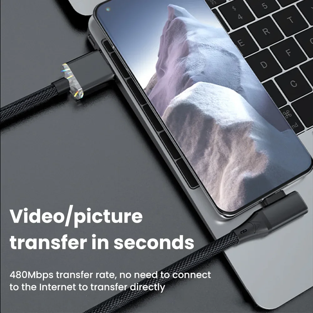 Кабель USB Type C для быстрой зарядки 120 Вт угловой кабель 90 градусов iphone 15 Samsung Xiaomi Huawei