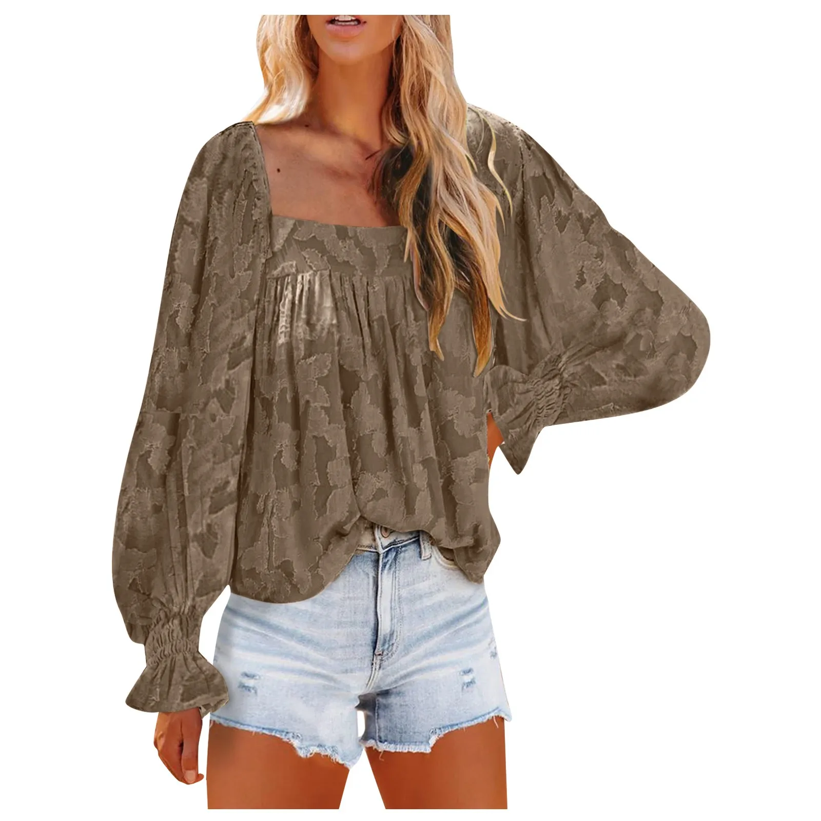 

Женский однотонный Свободный Повседневный Топ-труба, Топ с длинным рукавом, женская блуза с принтом и длинным рукавом, пуловер, топы, новинк...