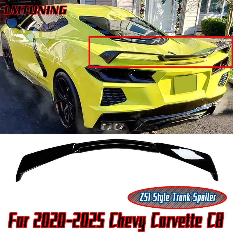 Для Chevrolet Corvette C8 Z51 2020-2025 спойлер ABS ярко-черный задняя крышка багажника высокое