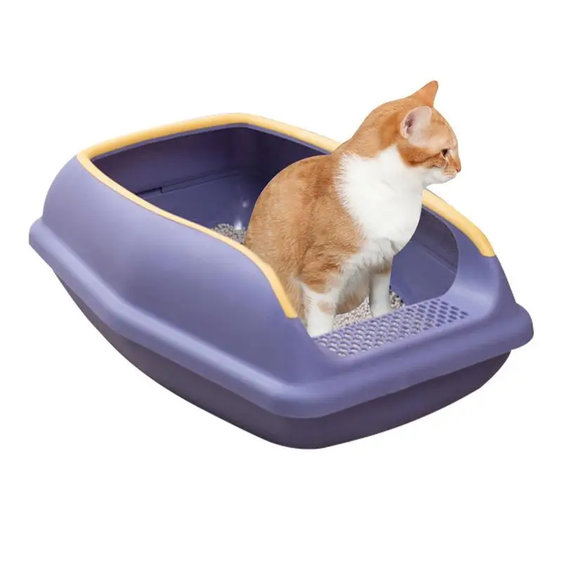 Semi Enclosed Litter Box With High Sides Prevent Sand Leakage Cat Litter Pan Cat Toilet Easy To Scoop And No