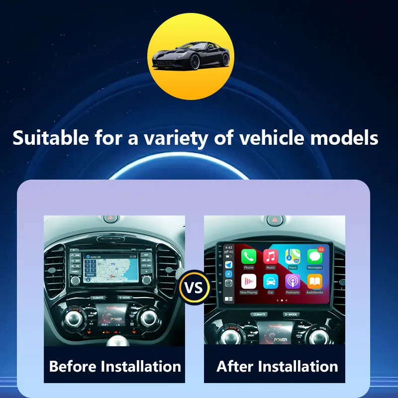 Фото Беспроводной CarPlay Android 15 для Nissan Juke 2011-2016 Автомобильный радиоприемник Видео Аудио Мультимедийный плеер DSP Стерео GPS Навигация Wi-Fi №2
