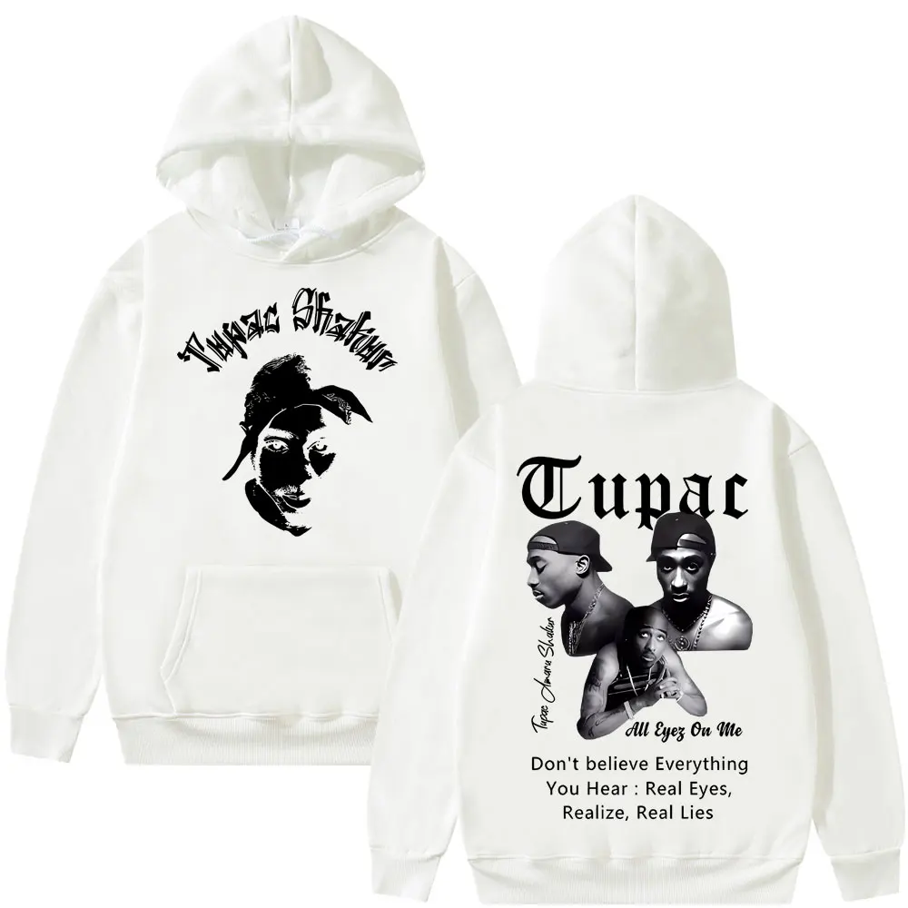 Rapper Tupac 2pac Shakur All Eyez on Me Hoodie Men Women Fashion Hip Hop Vintage Hooded Sweatshirt Men's Loose Oversized Hoodies