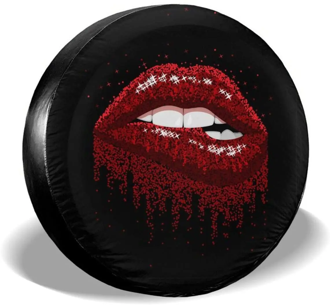 

Bite Lips Sparking Bling Red Lips Spare Tire Cover Waterproof Dust-Proof UV Sun Wheel Tire Cover Fit for Jeep,Trailer,