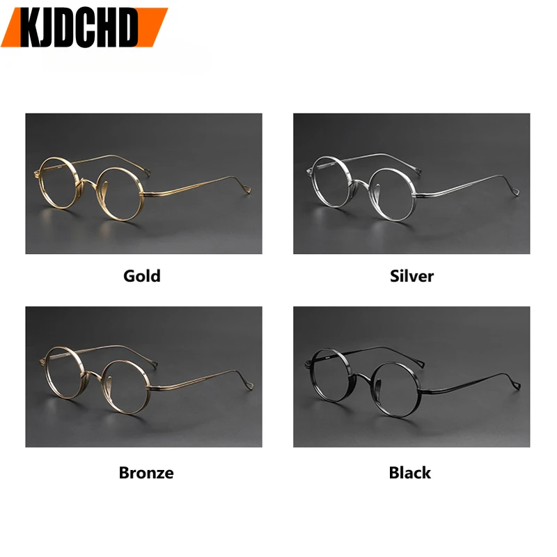 Очки для чтения из чистого титана мужчин и женщин ретро круглые рецептурные