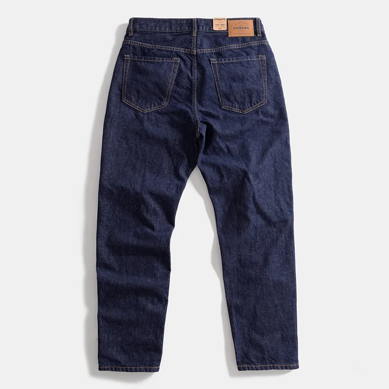 Мужские прямые темно-синие джинсы