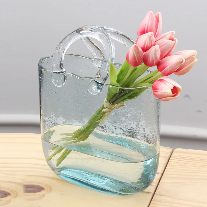 

Nordic Glass Vase Bag Bag Portable Flower Basket Dried Flower Flower Arrangement Accessories Vase/living Room Home Decoration