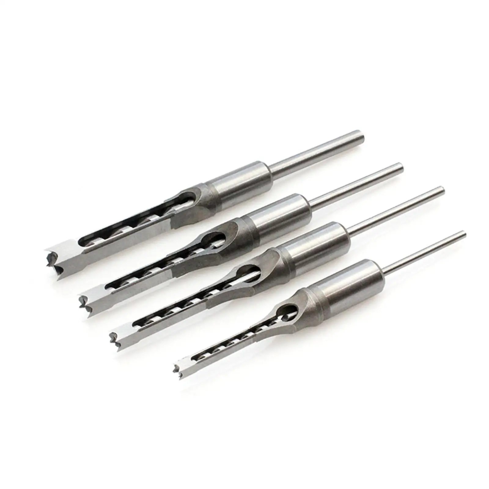 

4Pcs Square Hole Drill Bits HSS Auger Mortising Chisel Set Square Extended Saw Tenon Mortise Woodworking Twist Drill Bits Tool