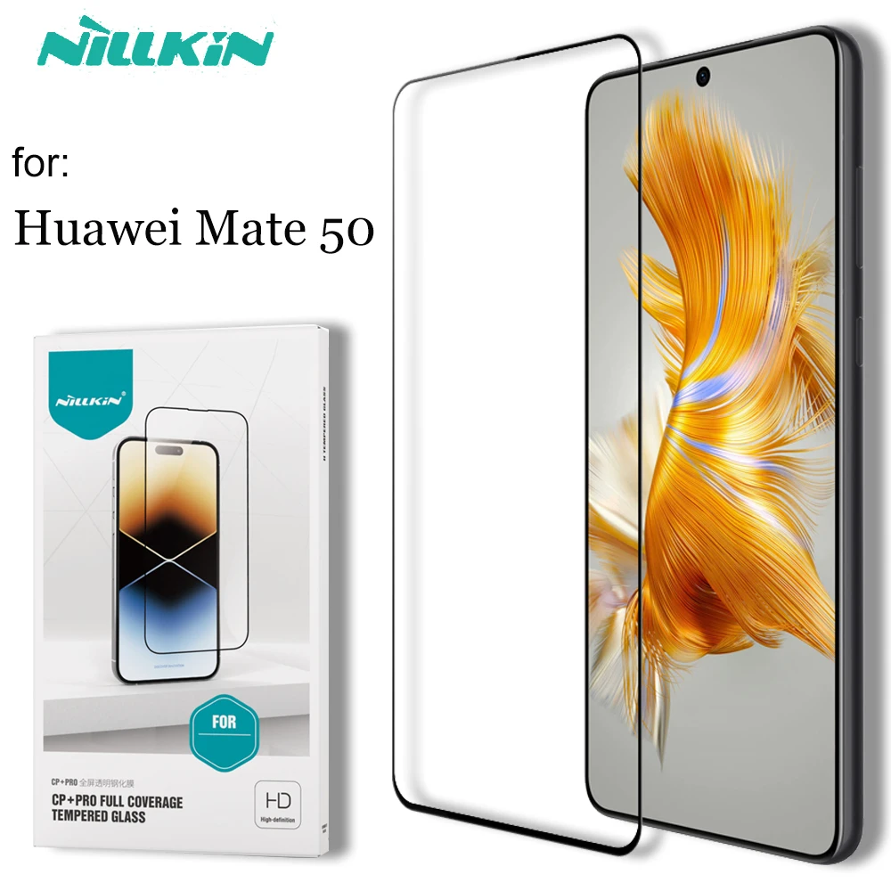 

Закаленное стекло Nillkin 9H для Huawei Mate 50, протектор экрана, жесткий прозрачный HD защитный экран с полным покрытием для Huawei Mate50